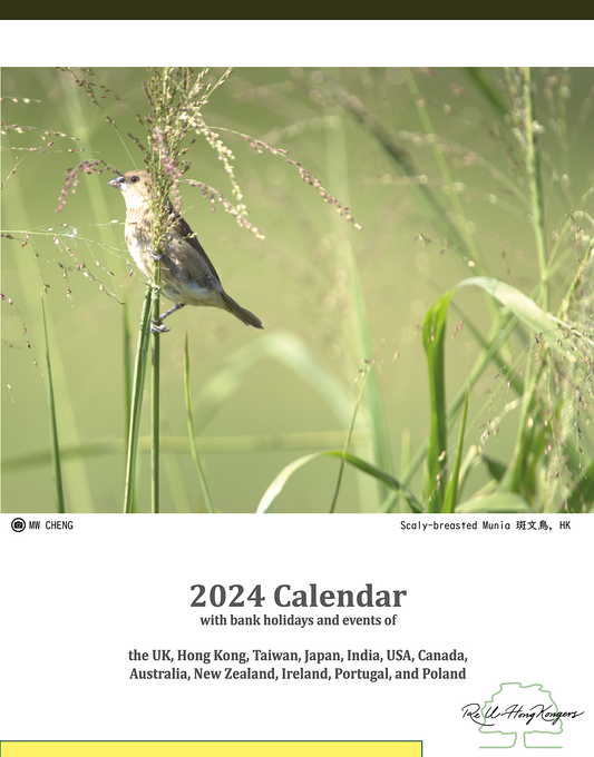 [月曆] ReU HKers 2024 甲辰龍年 《一喜得鳥》 好運月曆  [英港台美加澳等十二地用]